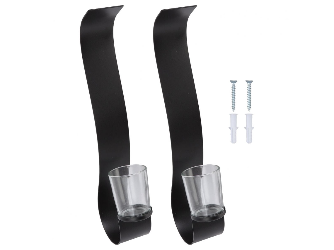 Castiçais De Parede Em Forma De S, De Metal Preto, Em Duas Peças, Feitos De Ferro Forjado, Adequados Para Decoração De Paredes Internas.