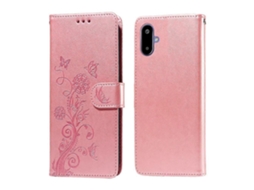 Capa De Celular Em Couro Com Estampa De Borboletas E Flores Em Relevo Para Samsung Galaxy F06 5g / M06 5g