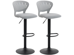 Conjunto De 2 Bancos Altos De Cozinha Giratórios A 360° Reguláveis Em Altura De 84-105 Cm 40,5x43x84-105 Cinzento