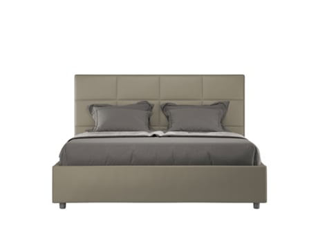 Cama de Casal Queen Size Sem Estrado Estofada MikaITYHOME (160 x 200 cm - Painéis de Melamina e Couro Sintético)