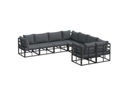 Conjunto 8 Conjunto De Sofás Para Exterior Vidaxl Preto Alumínio (283 X 283 X 71 Cm)
