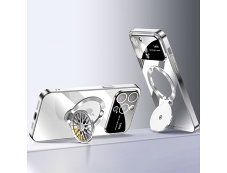 Suporte Casa Galvanizado Para Iphone 12 Pro Voero Pele Sintética Anti-choque Prateado