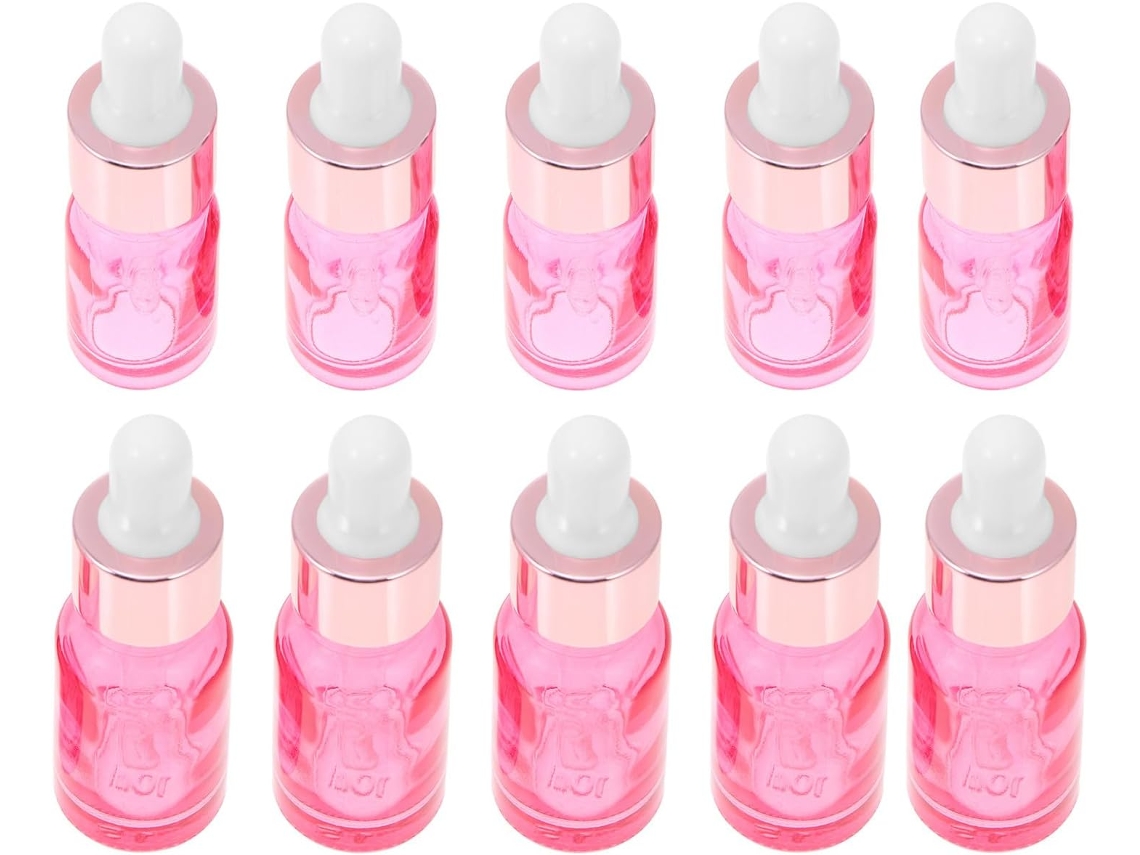 Ciieeo De 10 Frascos Conta-gotas De Vidro Recarregáveis, 5ml E 10ml, Pipeta Rosa