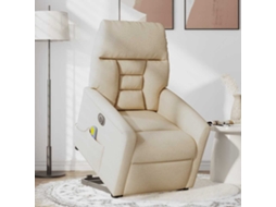 Vidaxl Poltrona Elétrica Elevatória Massagens Tecido Creme
