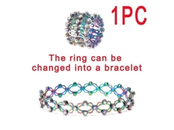 Pulseira retrátil com anel mágico 2 em 1, em cobre e prata S925 com zircônia cúbica, modelo 2026, ideal para presente feminino.
