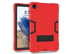 Capa Protetora Resistente Pc Silicone Macio Antichoque Com Suporte Para Galaxy Tab A9/a9 Plus 11 Vermelho E Preto Sfushos (horizontal)