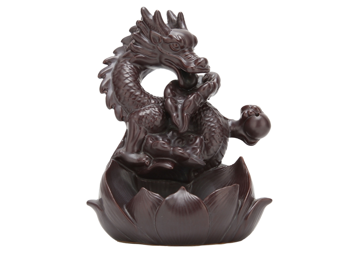 Queimador de Incenso Dragão com Fumo Inverso Ornamentado