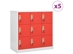 Vidaxl Cacifos 5 Pcs 90x45x92,5 Cm Aço Cinzento-claro E Vermelho