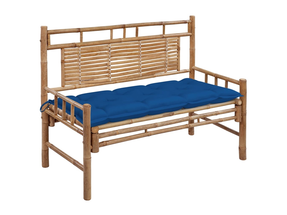 Vidaxl Banco De Jardim Com Almofadão 120 Cm Bambu