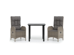 Maison Exclusive - 3 Pcs Conj. Jantar P/ Jardim C/ Almofadões Vime Pe Preto/cinza