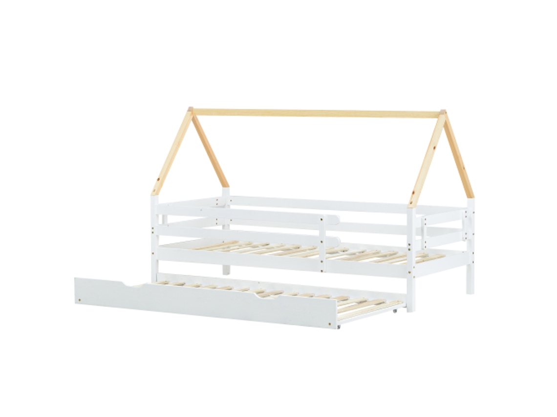 Cama em Forma de Casa na Árvore, Sofá Cama, Solteiro, Infantil, com Rodízios, Madeira DELCOND (90x200 e 90x190)