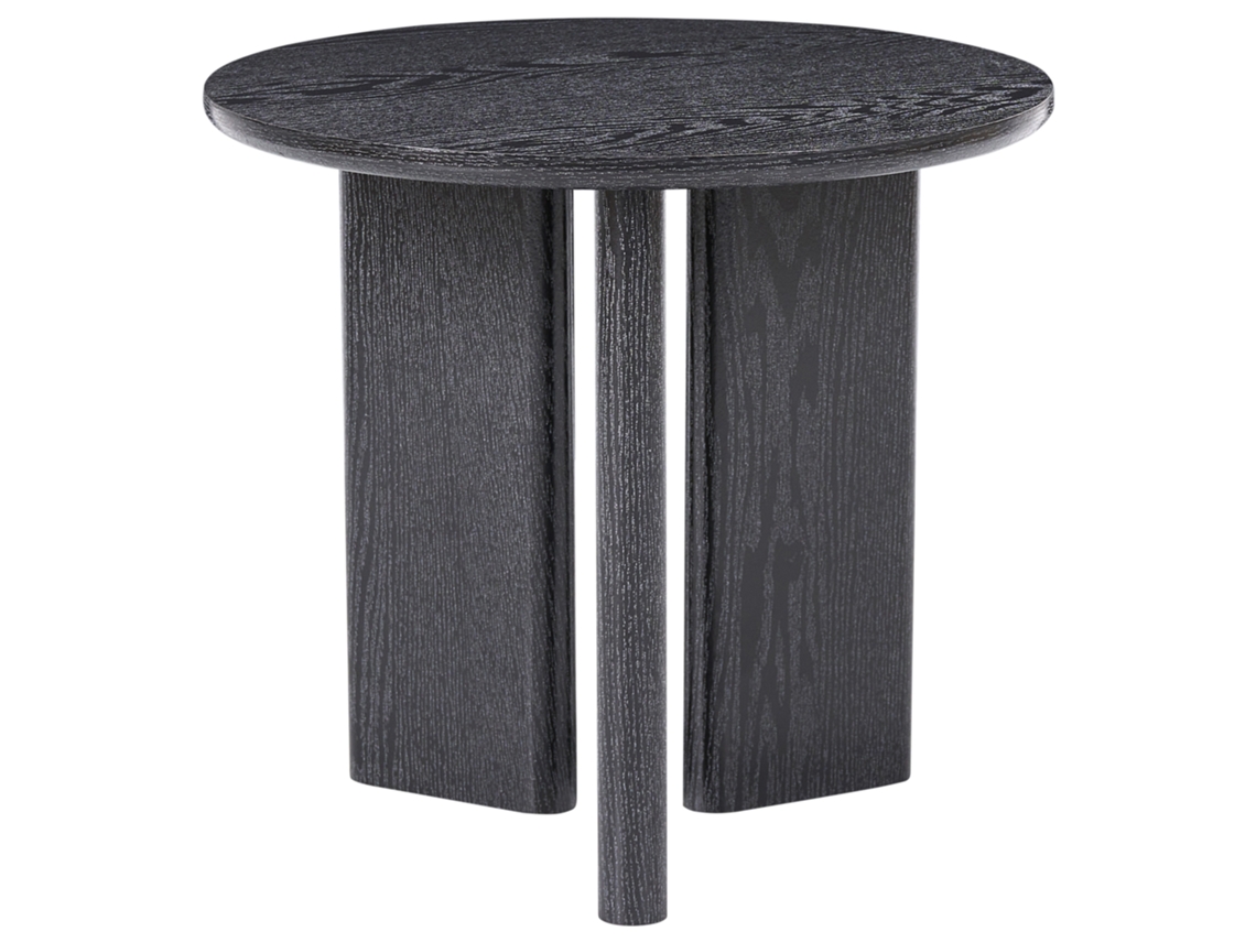 Mesa Con Tres Patas En Forma De Paneles Beliani Cowal De Mdf Negro 50x50x46