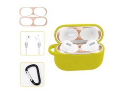 Capa de silicone para proteção de fones de ouvido AirPods Pro, sem necessidade de limpeza, com gancho e cordão antirriscos. GIECY