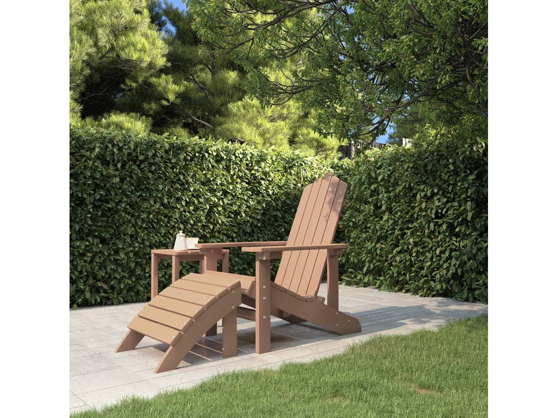 Vidaxl Cadeira De Jardim Adirondack Com Apoio De Pés Pead Castanho