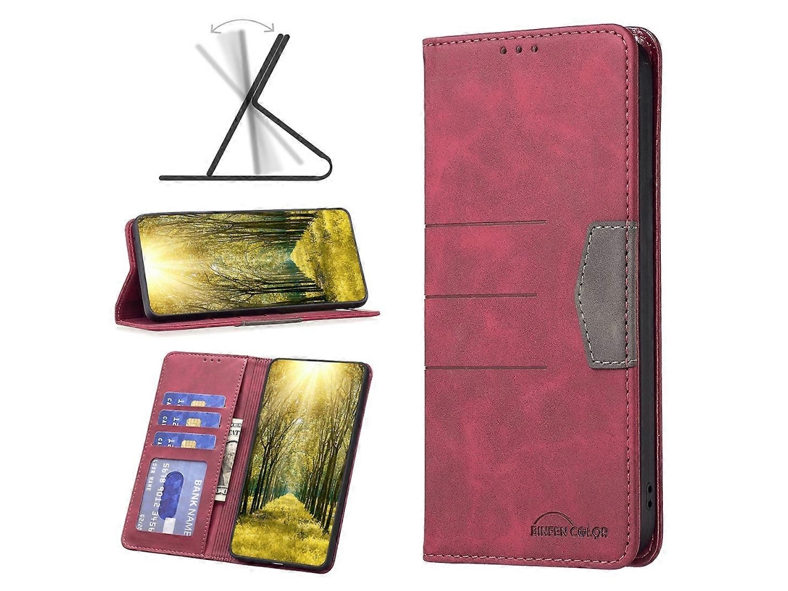 Capa De Couro Com Aba Magnética E Blocos De Cores Para Infinix Smart 6 Bf10