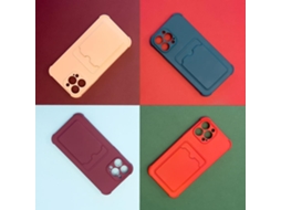 Capa Lmobile Iphone 13 Pro Max Rígida com Porta Cartão Silicone Vermelho