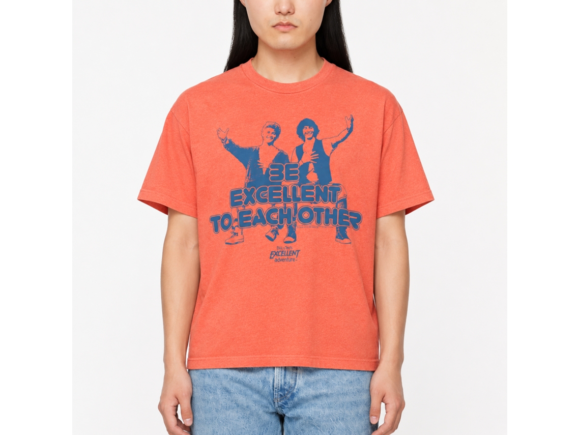 Rockinstone Bill And Ted Excellent Heather Bright Orange Adult T-shirt Size:xl