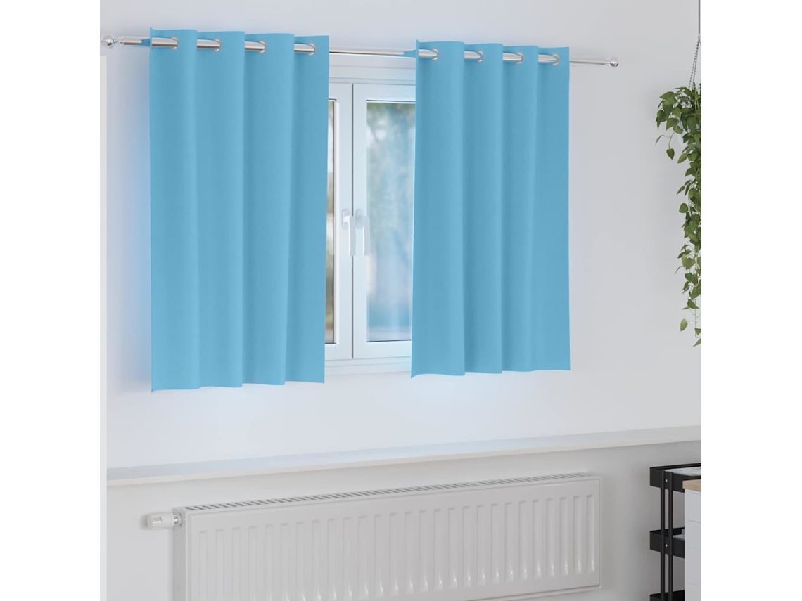 Vidaxl Cortinas Blackout Com Argolas 2 Unid. Azul-claro 140 X 140 Cm