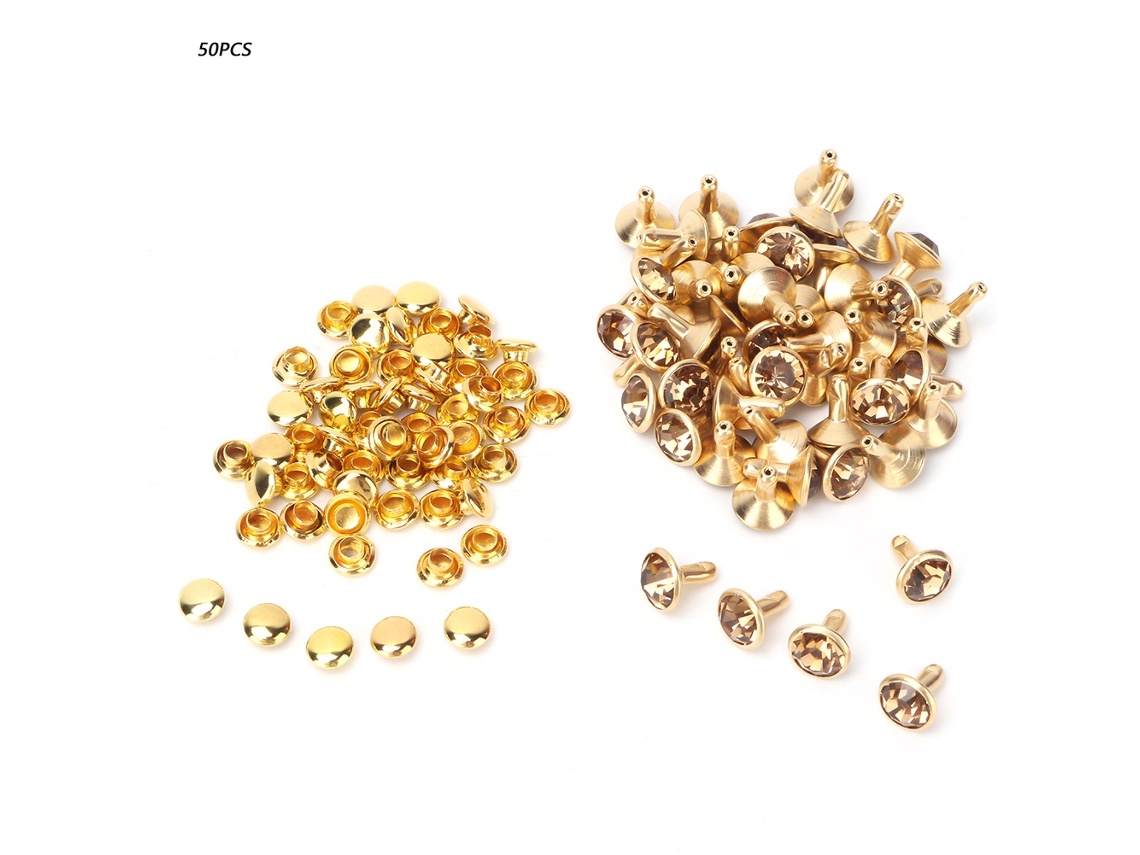 Botões 8mm com Rebites Cristal Amarelo