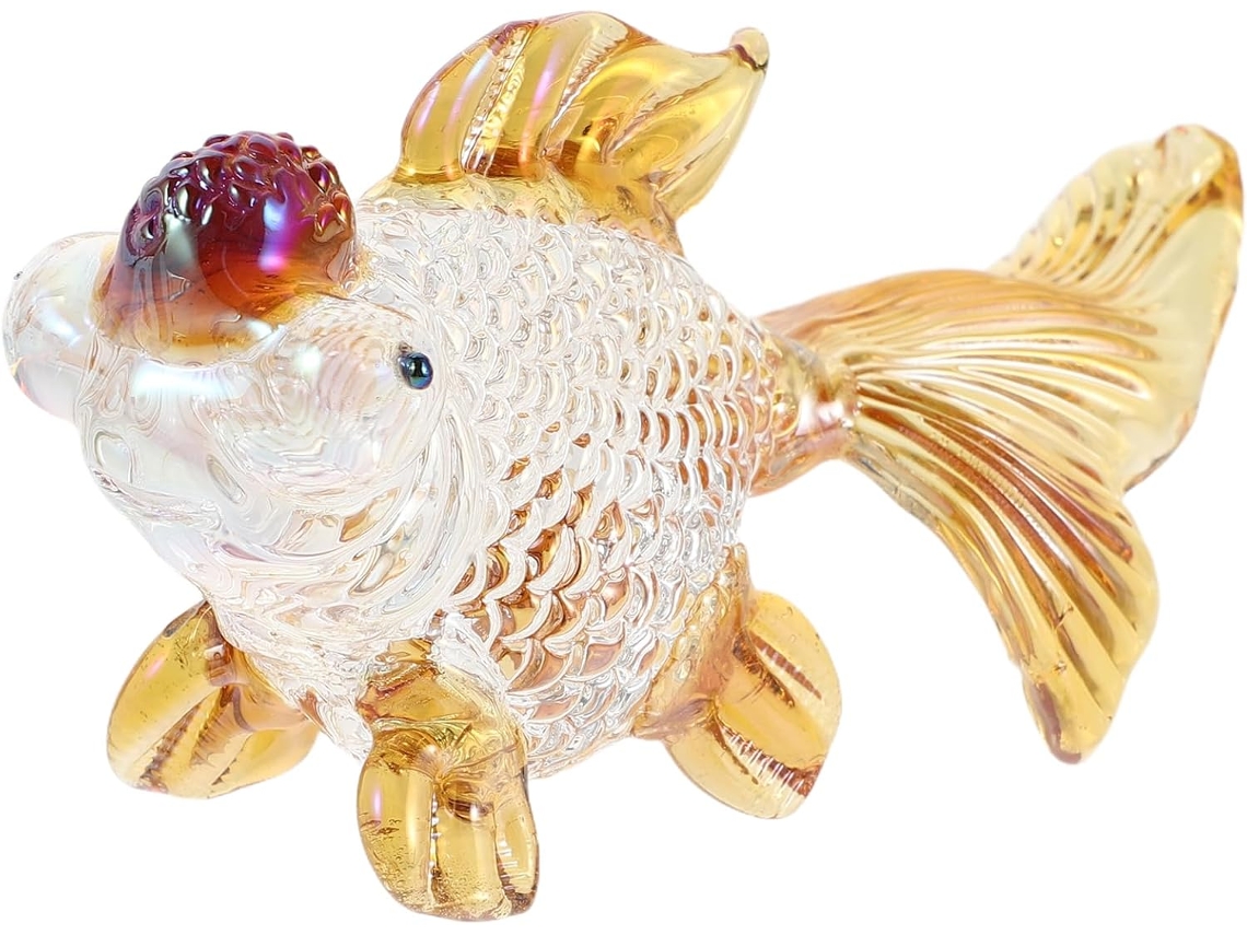 Estatueta Carpa Cristal Dourado 93 24 5 48 Papel Decorativo 72 Escultura Miniatura Decoração Colecionador Koi GOKOCO