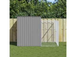 Vidaxl Casota Cães C/ Parque 214x253x181 Cm Aço Galvaniz. Cinza-claro