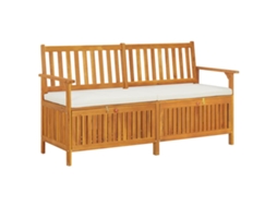 Vidaxl Banco De Arrumação C/ Almofadão 148 Cm Madeira De Acácia Maciça