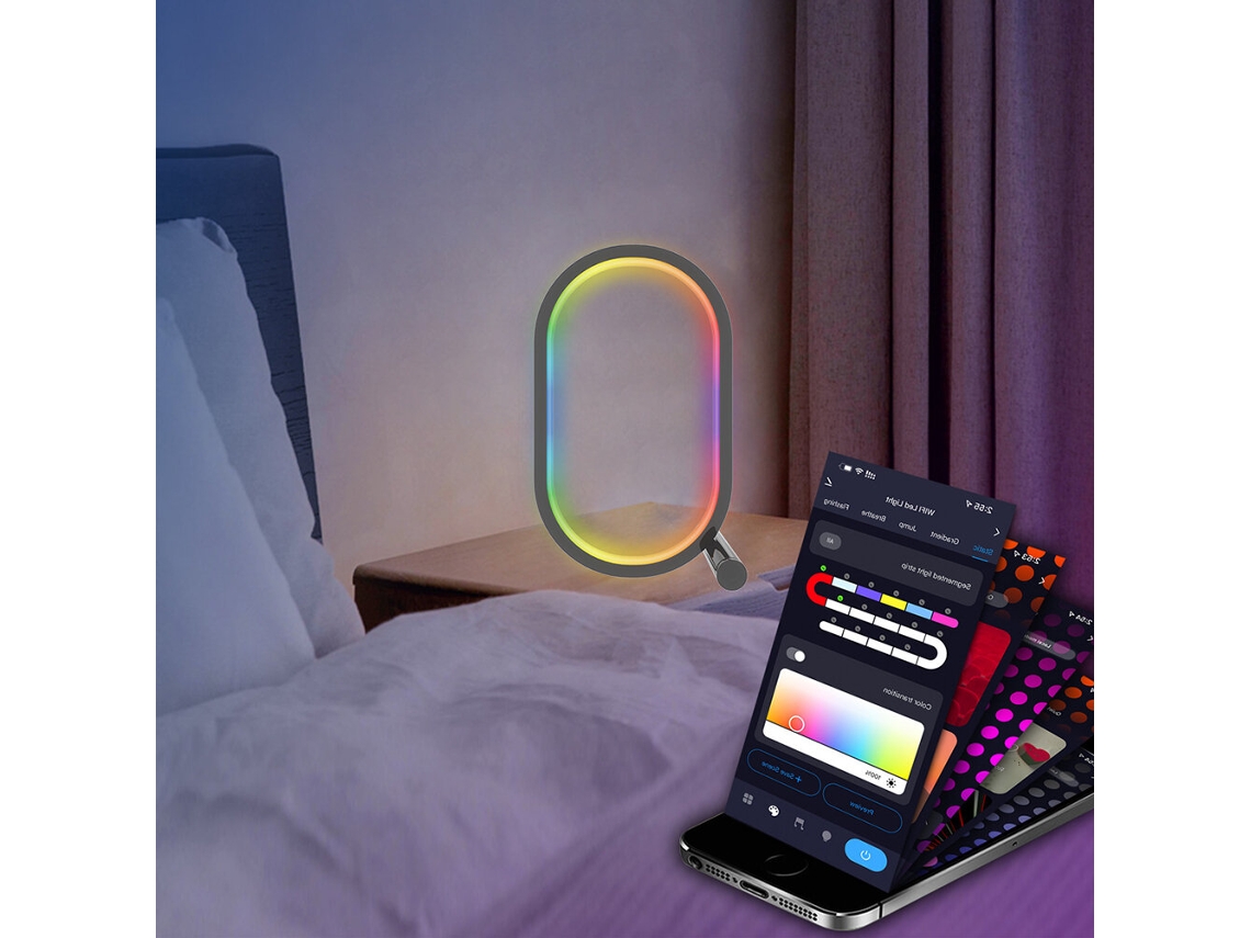 Candeeiro De Mesa Led Inteligente Com Wi-fi, Rgbic, Usb, Com Aplicação, Mudança De Cor Regulável, Para Quarto, Sala De Jogos, Estudo