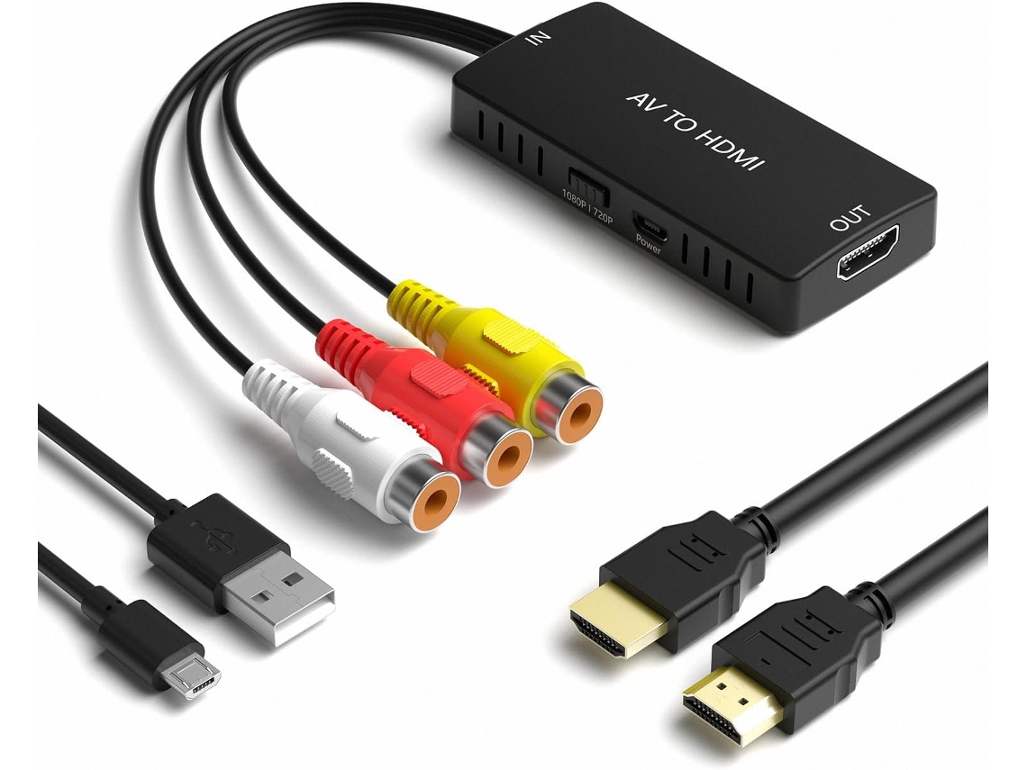 Adaptador AV para HDMI 1080p PAL/NTSC, Compatível com Wii, PS2, PS3, Xbox, VCR, DVD HEXINYIGJLY