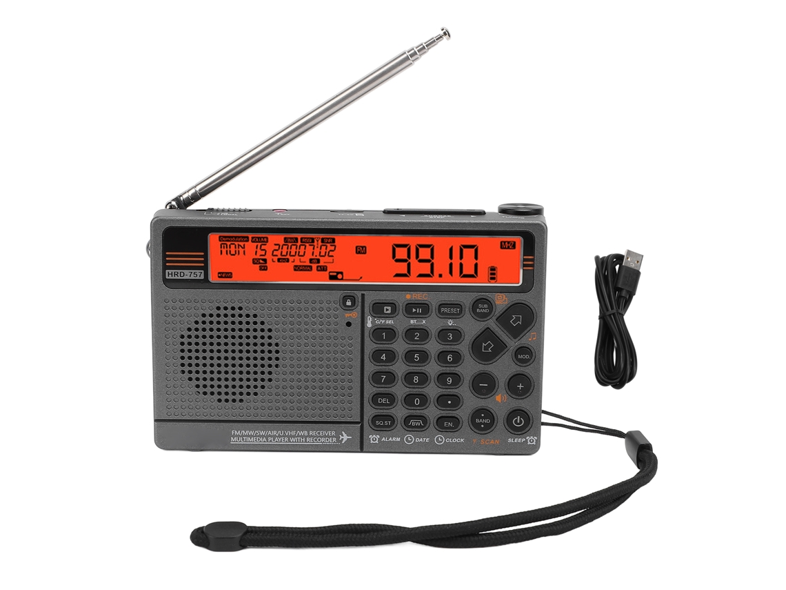 Rádio Multibanda com Controle Remoto Inteligente, Bluetooth e Sos. EOOCOO