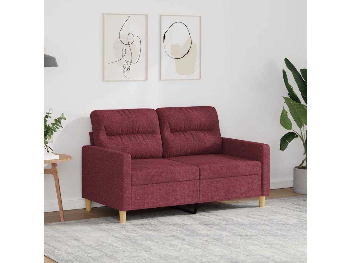 Vidaxl Sofá De 2 Lugares Tecido 120 Cm Vermelho Tinto