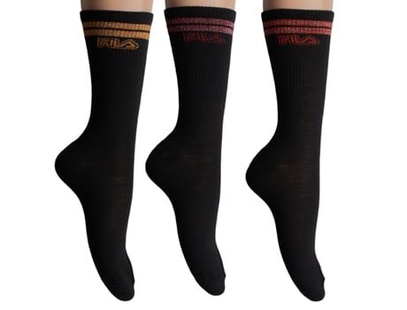 Pacote Com 3 Meias Longas De Algodão F3266 Para Mulheres Fila Underwear