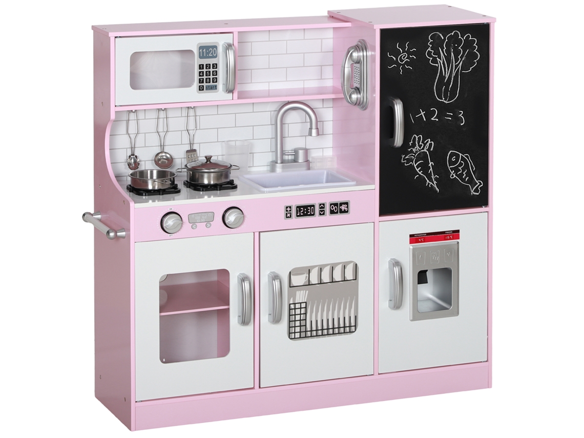 Cozinha Infantil de Brinquedo com Acessórios Fogão e Sorvete Rosa VELTRIX