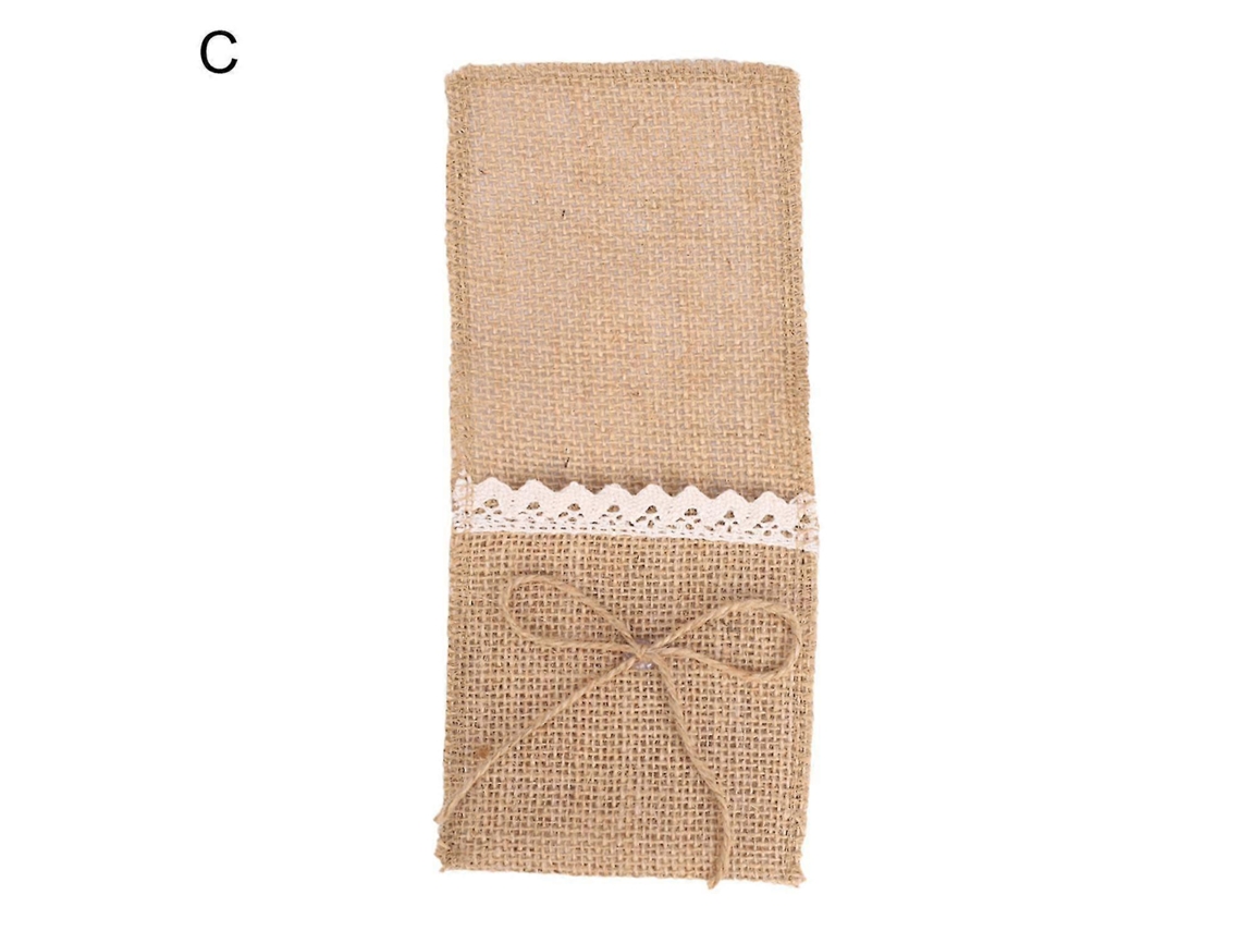 10 Peças/conjunto, Bolsa De Armazenamento De Talheres De Linho, Grande Capacidade, Reutilizável