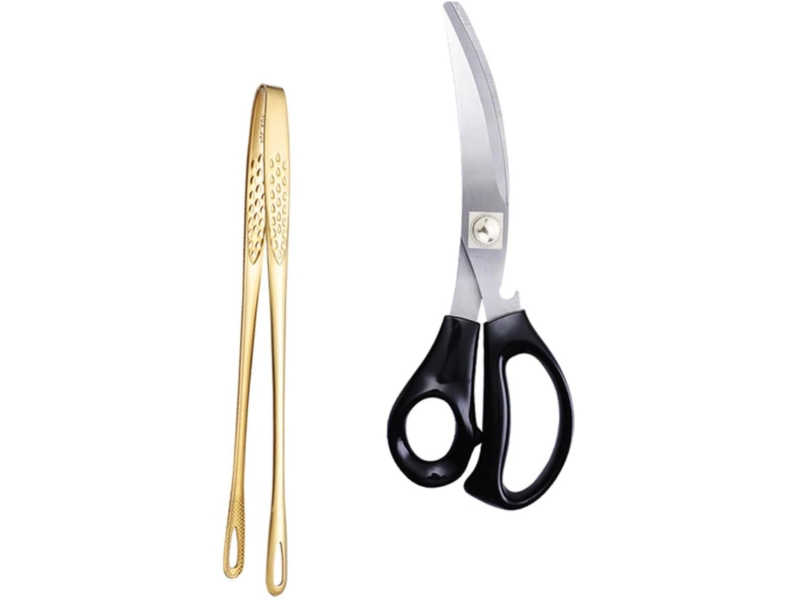 Pinça Para Churrasco Happyyami Em Aço Inoxidável, Design Ergonômico, Para Cozinha E Sala De Jantar, 1 Conjunto