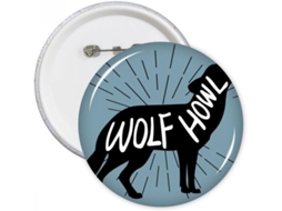 Conjunto de 5 Broches Diythinker com Silhueta Lobo Preto, Redondos, em Cor Natural, para Decoração Roupas, Peç