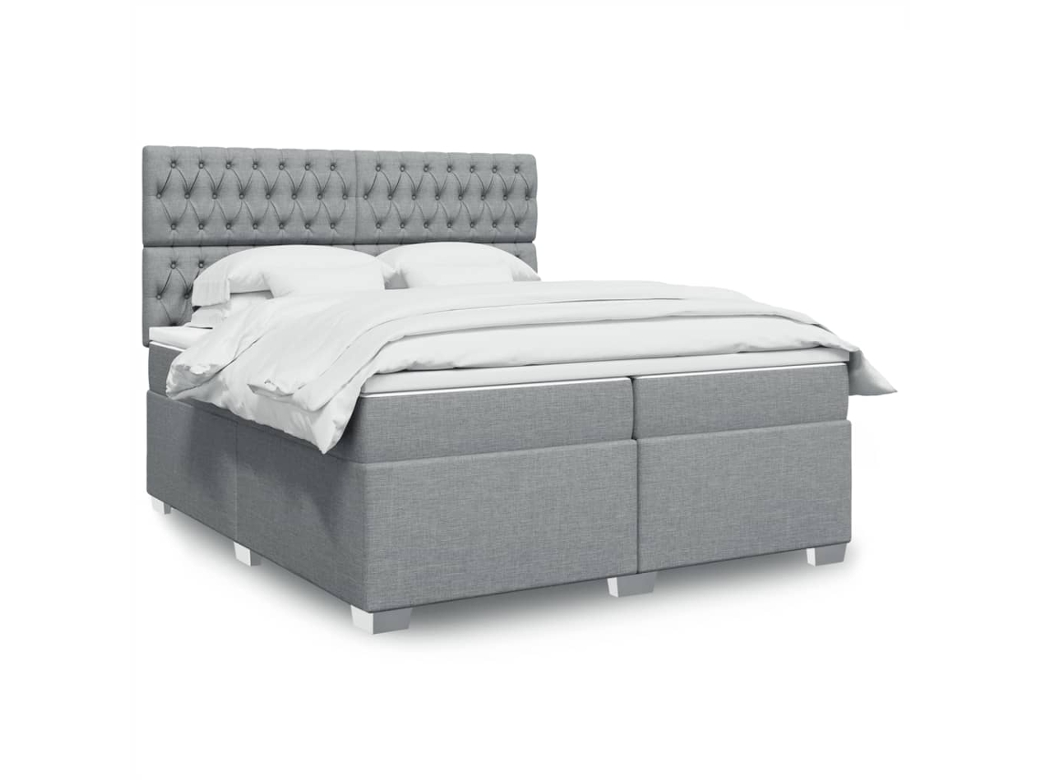 Vidaxl Cama Com Molas/colchão 200x200 Cm Tecido Cinza-claro