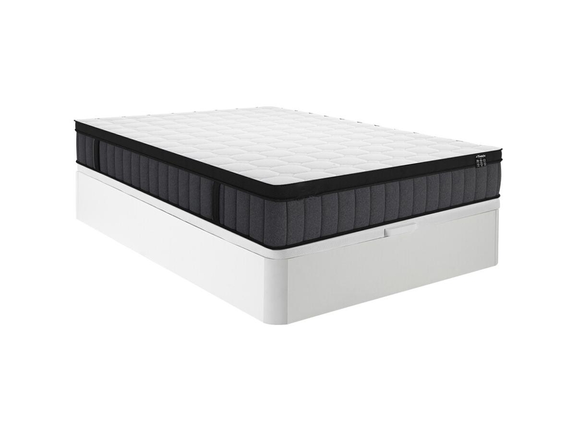 Sommier com Colchão Cofre Tolca VENTE-UNIQUE.PT Tecido Branco (160x200cm)