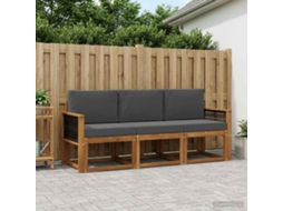 Vidaxl Conjunto De Sofás Para Exterior 3 Pcs Natural E Antracite