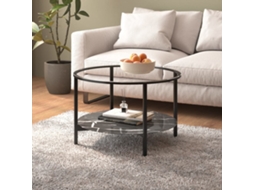 Vidaxl Mesa De Centro 70 Cm Vidro Temperado Preto E Preto Mármore