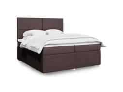 Vidaxl Cama Com Molas/colchão 200x200 Cm Tecido Castanho-escuro