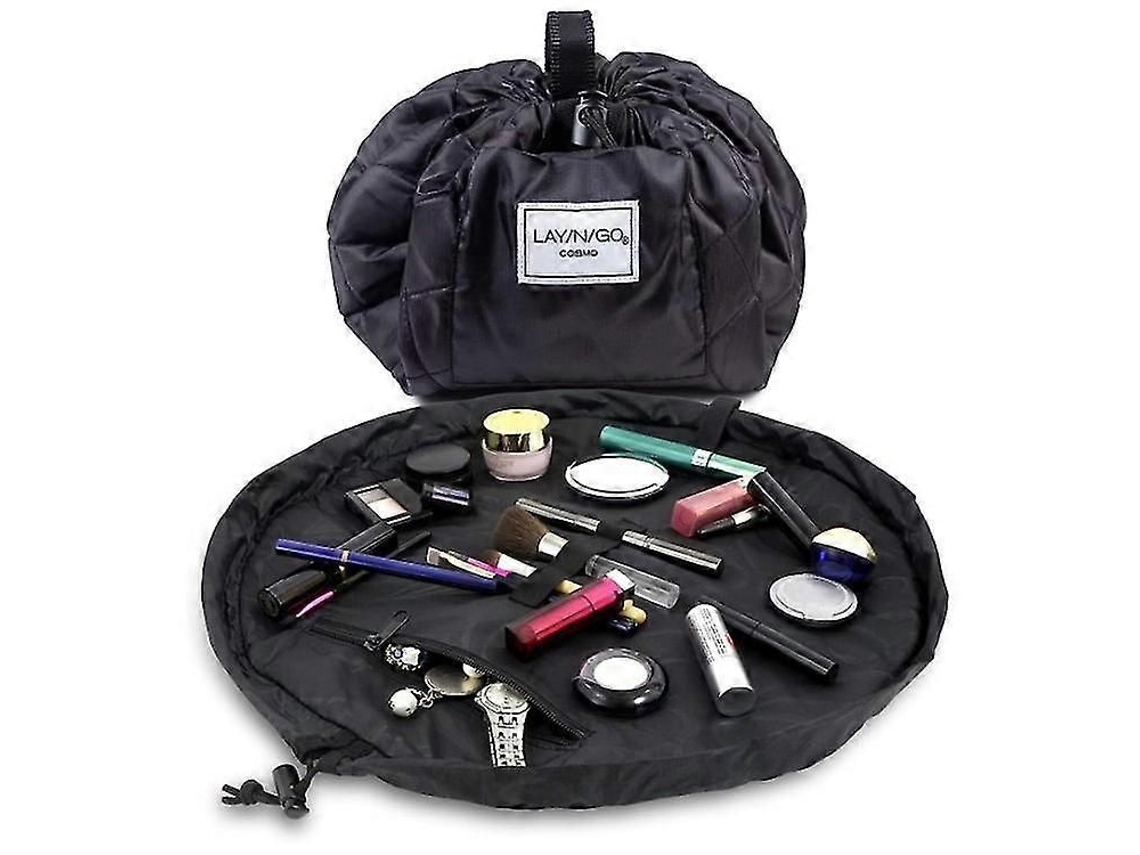 Necessaire De Maquiagem Com Cordão, 20 Polegadas, Preta, Para Viagem E Uso Diário