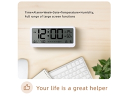 Reloj Digital Multifuncional Con Alarma, Temperatura Y Humedad Led Ajustable