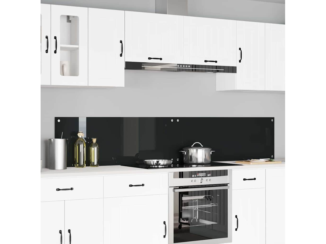 Vidaxl Painel De Cozinha 2 Unid. Preto 110 X 40 Cm Vidro Temperado