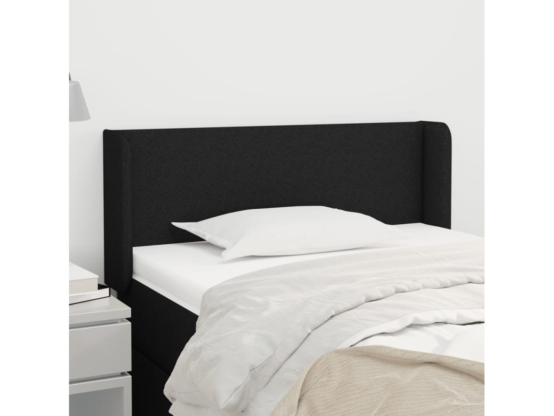 Vidaxl Cabeceira De Cama C/ Abas Tecido 83x16x78/88 Cm Preto