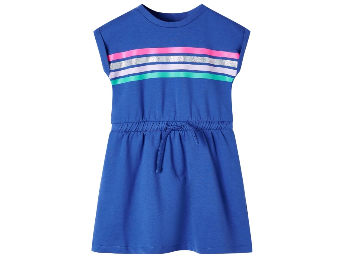 Vestido De Criança Com Cordão Azul-cobalto 116
