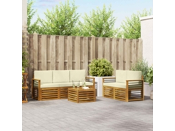 Vidaxl Conjunto De Sofás Para Exterior 6 Unid. Natural E Creme