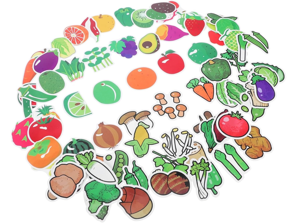 Conjuntos De Adesivos Educativos De Frutas E Vegetais, Adesivos Decorativos Coloridos De Papel E Pvc Para Meninos E Gokoco
