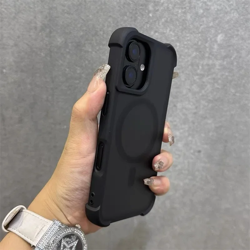 Capa Protetora Fosca À Prova De Choque E Quedas (para Iphone 14 Pro Max, Cor Preta), Compatível Com Carregamento Sem Fio.