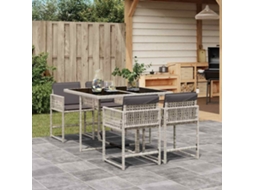 Vidaxl 5 Pcs Conjunto de Jantar P/ Jardim C/ Almofadões Cinzento Claro