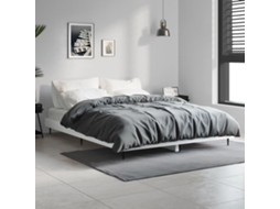 Vidaxl Estrutura De Cama 135x190 Cm Derivados Madeira Branco Brilhante